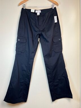 OLD NAVY Low Rise Bootcut Cargo Pants 100% Cotton Black Size 12 Regular NEW